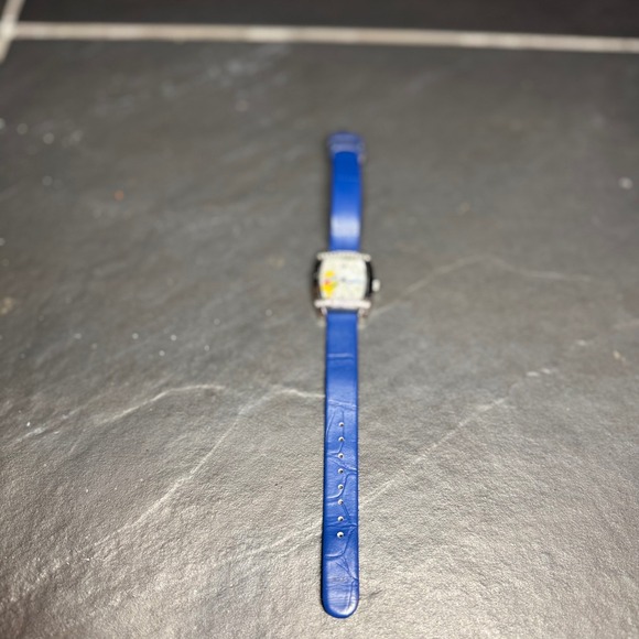 Y2K Disney Winnie the Pooh Watch Blue Strap Crystal Bezel SII MU2202 Japan Movt main image 7